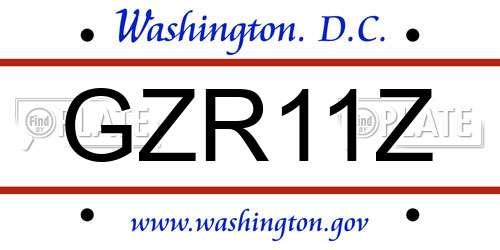 GZR11Z District Of Columbia License Plate