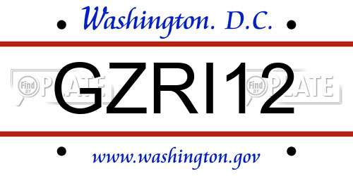 GZRI12 District Of Columbia License Plate