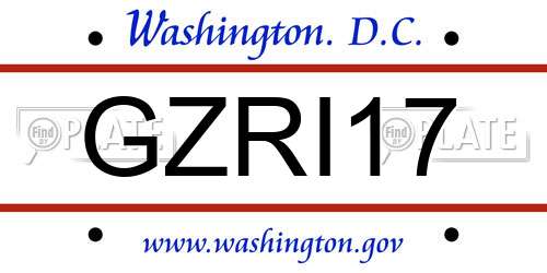 GZRI17 District Of Columbia License Plate