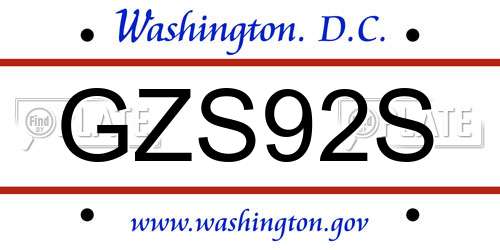 GZS92S District Of Columbia License Plate