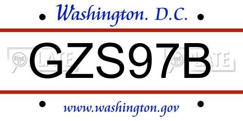 GZS97B District Of Columbia License Plate