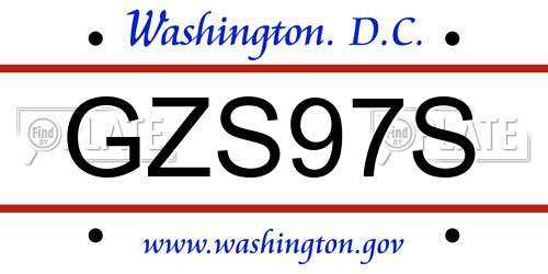 GZS97S District Of Columbia License Plate