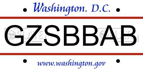 GZSBBAB District Of Columbia License Plate
