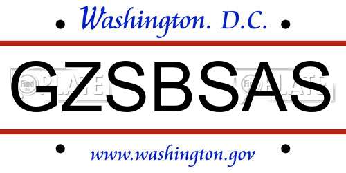 GZSBSAS District Of Columbia License Plate