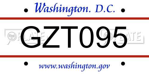 GZT095 District Of Columbia License Plate