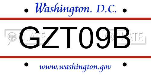 GZT09B District Of Columbia License Plate