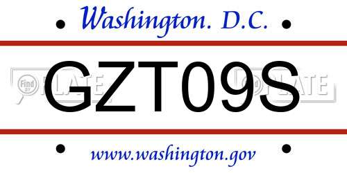GZT09S District Of Columbia License Plate