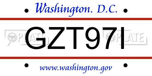 GZT97I District Of Columbia License Plate