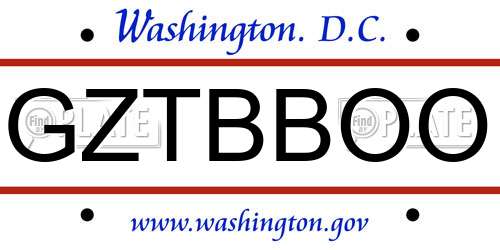 GZTBBOO District Of Columbia License Plate