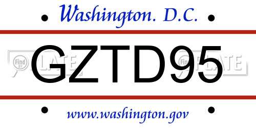 GZTD95 District Of Columbia License Plate