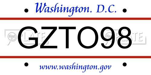 GZTO98 District Of Columbia License Plate