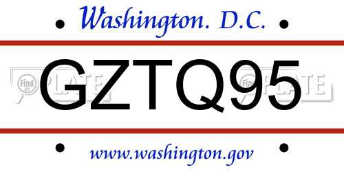 GZTQ95 District Of Columbia License Plate