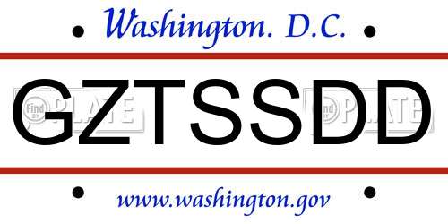GZTSSDD District Of Columbia License Plate