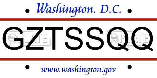 GZTSSQQ District Of Columbia License Plate