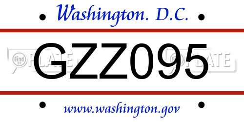 GZZ095 District Of Columbia License Plate