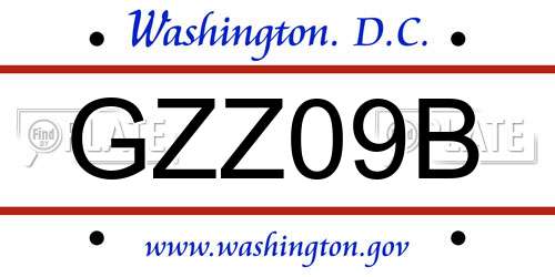 GZZ09B District Of Columbia License Plate