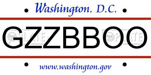 GZZBBOO District Of Columbia License Plate