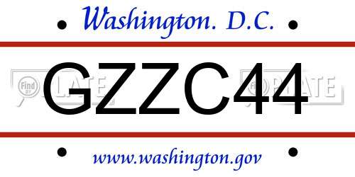 GZZC44 District Of Columbia License Plate