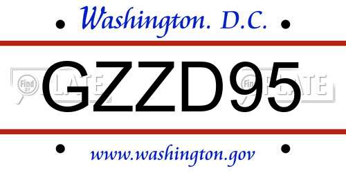 GZZD95 District Of Columbia License Plate