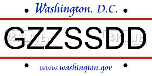 GZZSSDD District Of Columbia License Plate