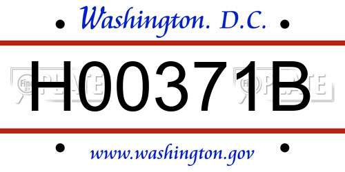 H00371B District Of Columbia License Plate