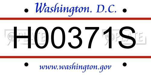H00371S District Of Columbia License Plate