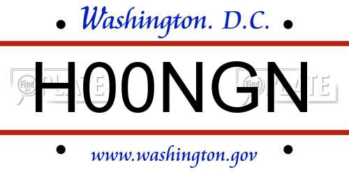 H00NGN District Of Columbia License Plate