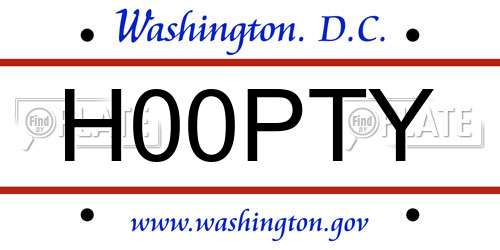 H00PTY District Of Columbia License Plate