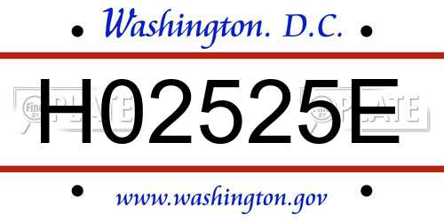 H02525E District Of Columbia License Plate