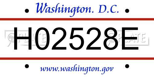 H02528E District Of Columbia License Plate