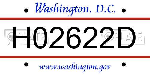 H02622D District Of Columbia License Plate