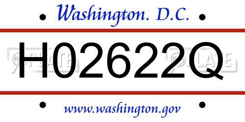H02622Q District Of Columbia License Plate