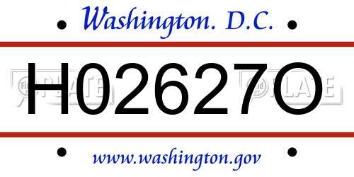 H02627O District Of Columbia License Plate