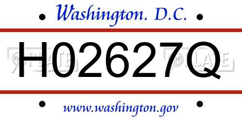 H02627Q District Of Columbia License Plate