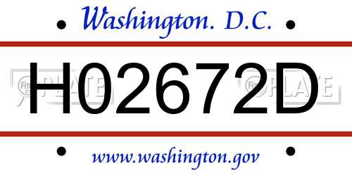 H02672D District Of Columbia License Plate
