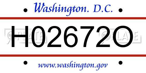 H02672O District Of Columbia License Plate
