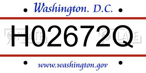 H02672Q District Of Columbia License Plate