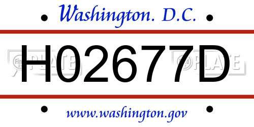 H02677D District Of Columbia License Plate