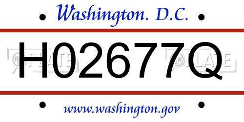 H02677Q District Of Columbia License Plate