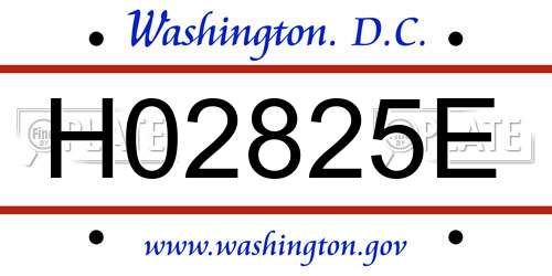H02825E District Of Columbia License Plate