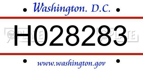 H028283 District Of Columbia License Plate