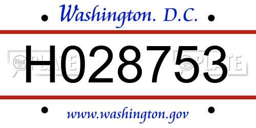 H028753 District Of Columbia License Plate