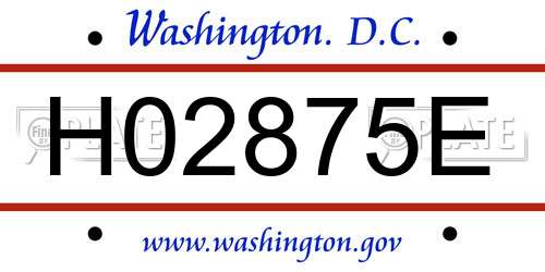 H02875E District Of Columbia License Plate