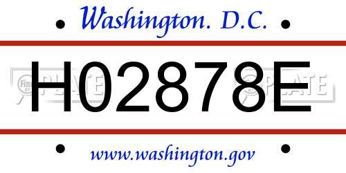 H02878E District Of Columbia License Plate