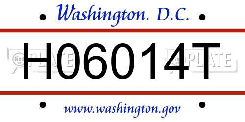 H06014T District Of Columbia License Plate