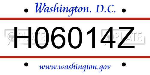 H06014Z District Of Columbia License Plate