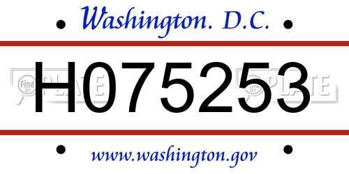 H075253 District Of Columbia License Plate