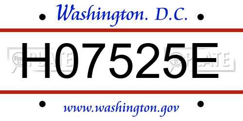 H07525E District Of Columbia License Plate
