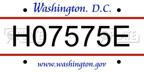H07575E District Of Columbia License Plate