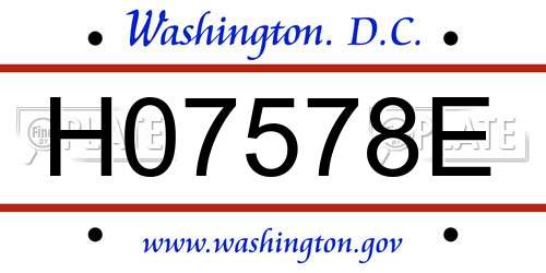 H07578E District Of Columbia License Plate